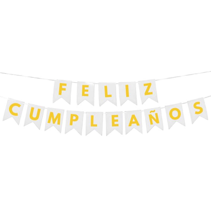 BANDERIN FELIZ CUMPLEAÑOS LISO BLANCO